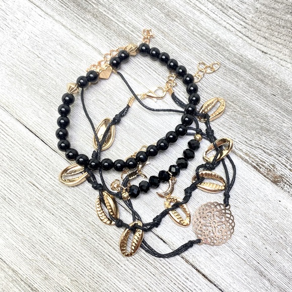 Ocean Nights Black 4 Stacked Bracelet Set - Picture 3 of 5